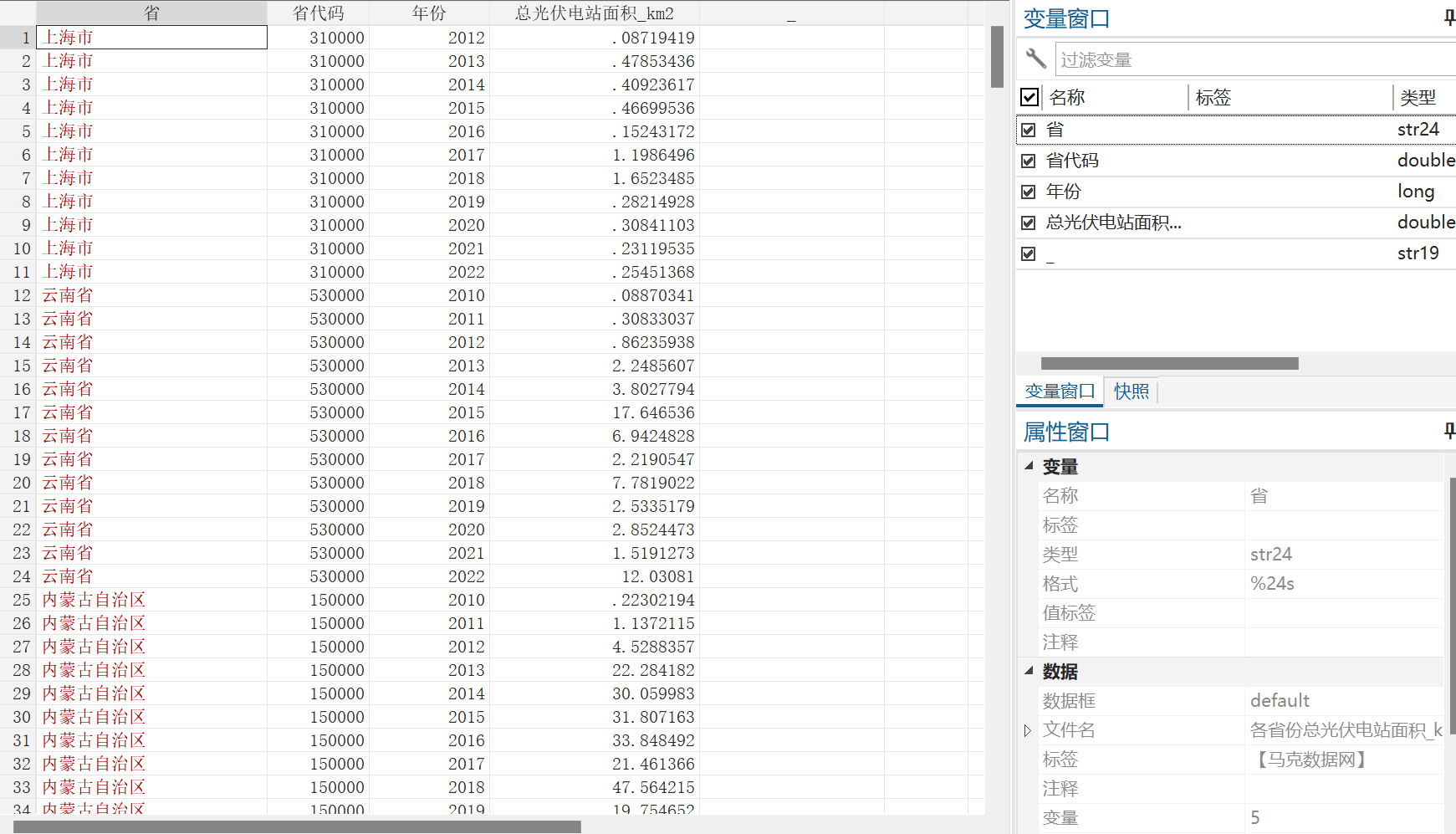 中国各省市县总光伏电站面积数据（2010-2022年）