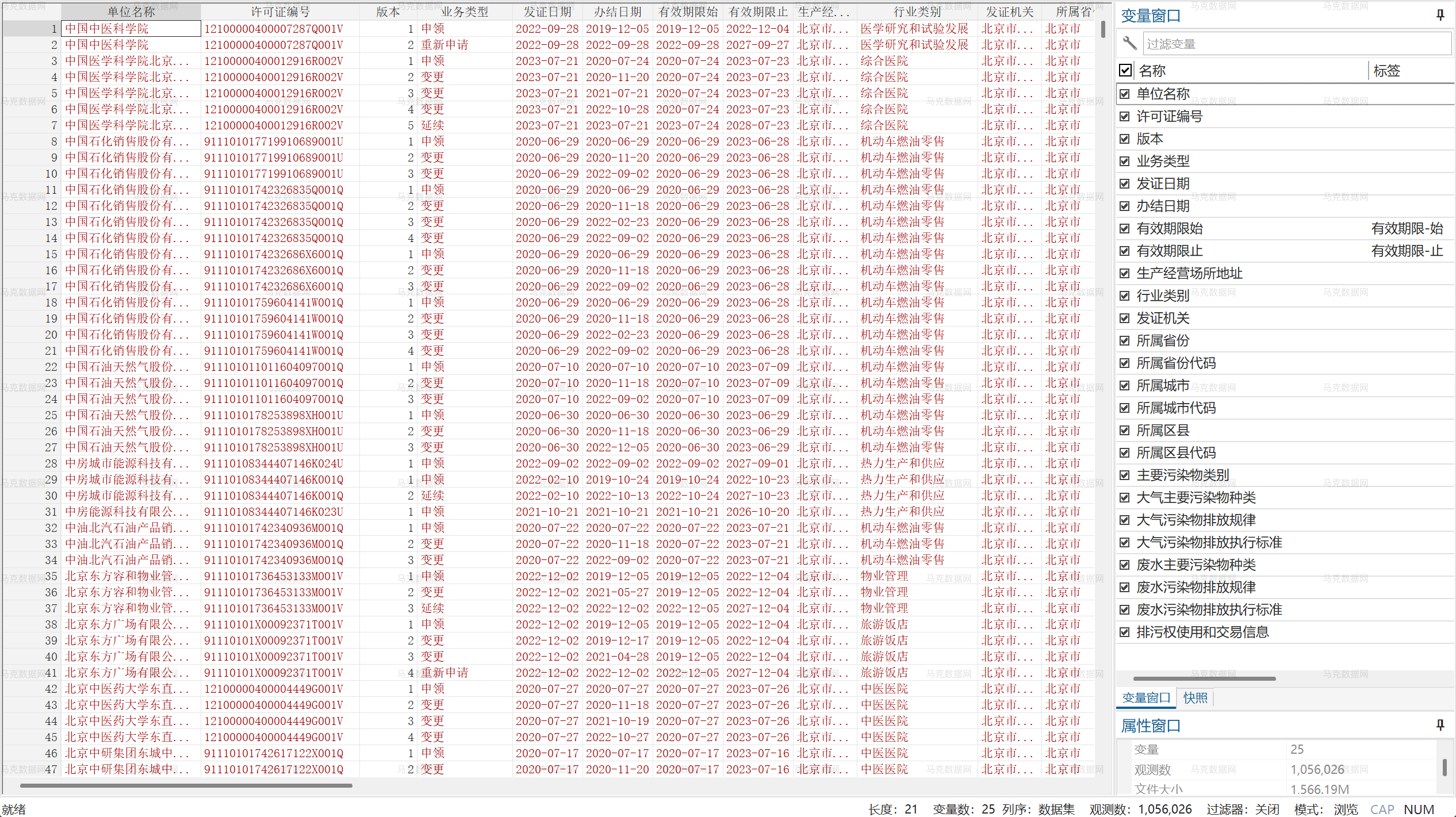 3企业排污许可证书信息数据-stata格式
