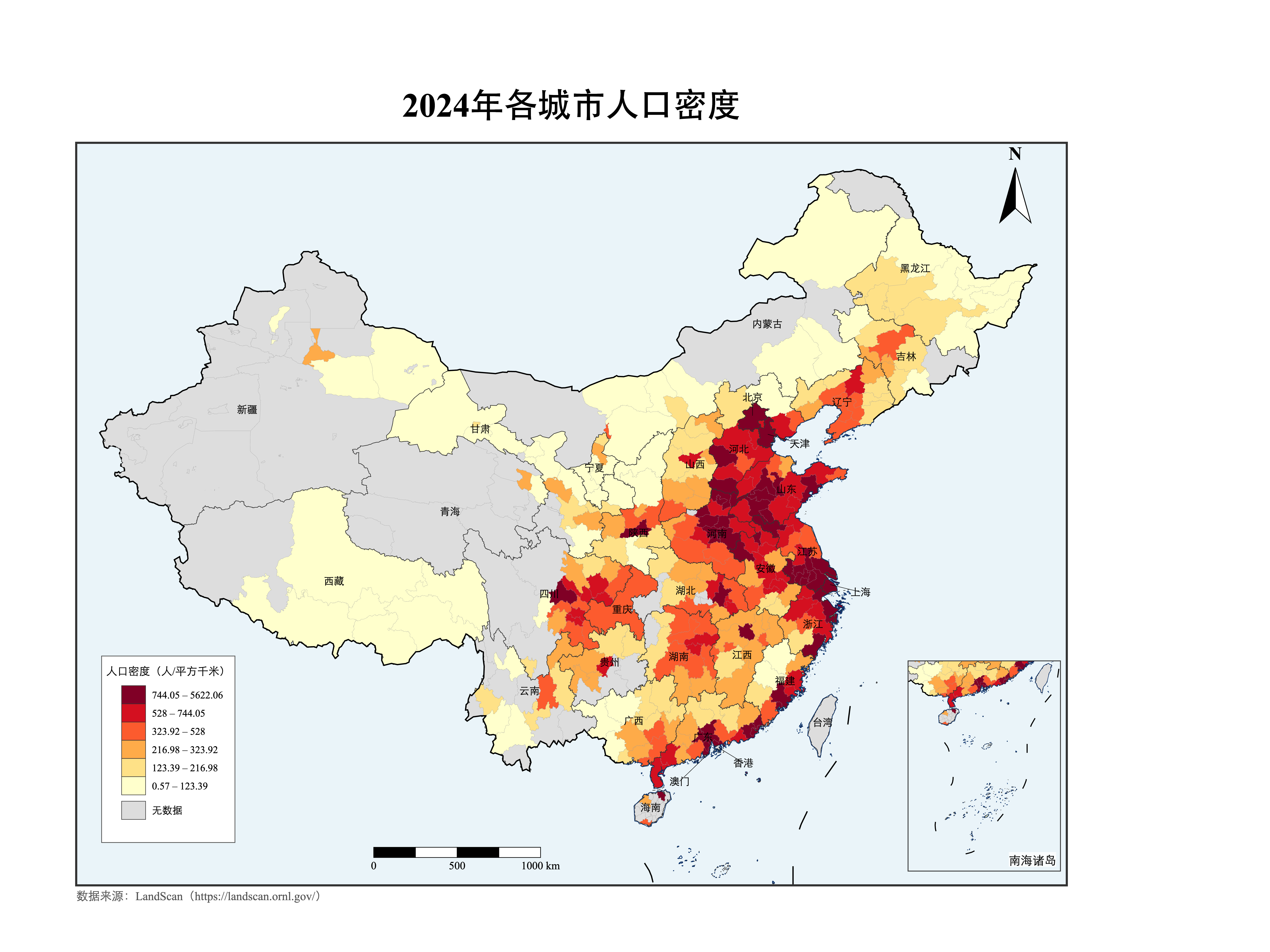 2024年各城市人口密度